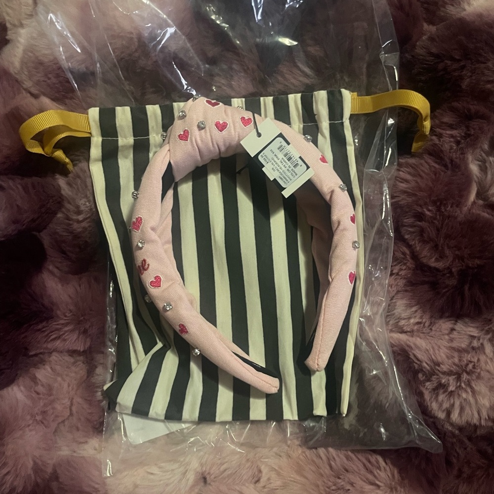💖 Lele Sadoughi petal Pink Heart Embroidered Knotted Headband Valentine’s Day - Picture 3 of 6